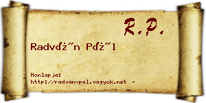 Radván Pál névjegykártya